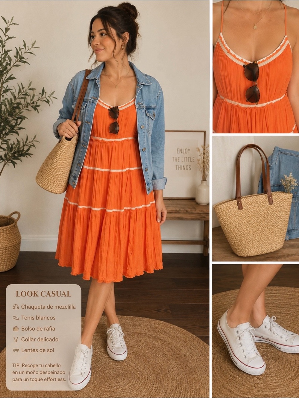 Free People  casual vibrant Orange Tiered Midi Dress with Lace Trim size M